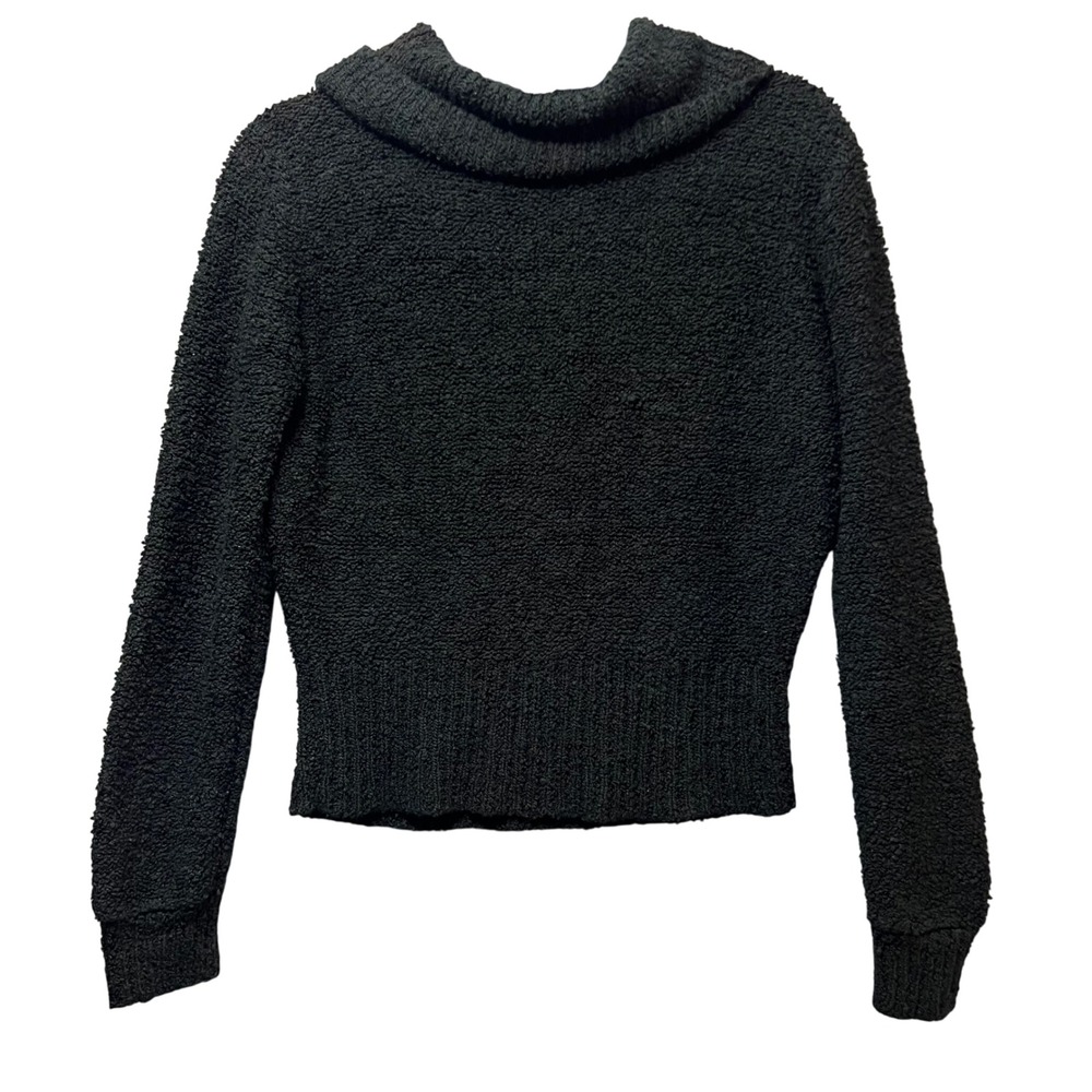 Vintage Tomboy Black Cowl‎ Neck Sweater Textured Knit Pullover Medium 80s 90s